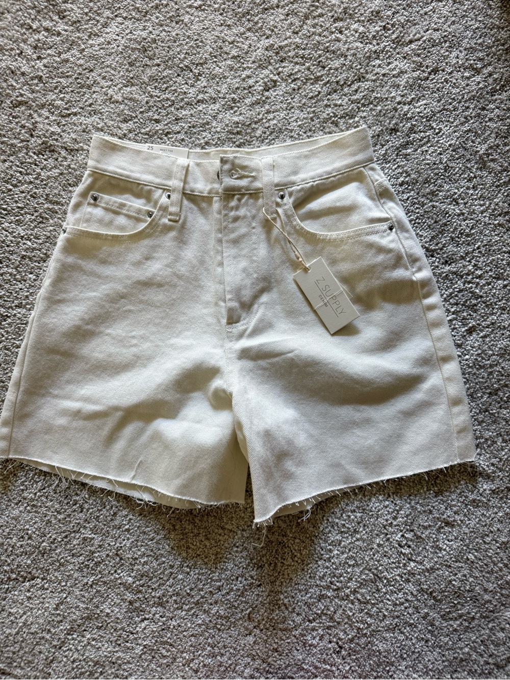Z Supply Women's High-Rise Off-White Denim Shorts